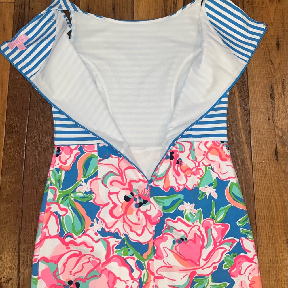 Lilly Pulitzer Juliana Flutter Blue Lucky Chin Combo Dress- Small - Picture 9 of 15